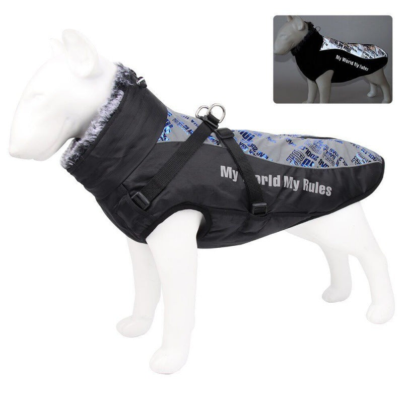 Pet Dog Clothes Autumn and Winter Dog Winter Warm Medium and Large Dog Corgi Autumn and Winter Fleece-Lined Thickeneded Non-Stick Wool Cotton Clothes