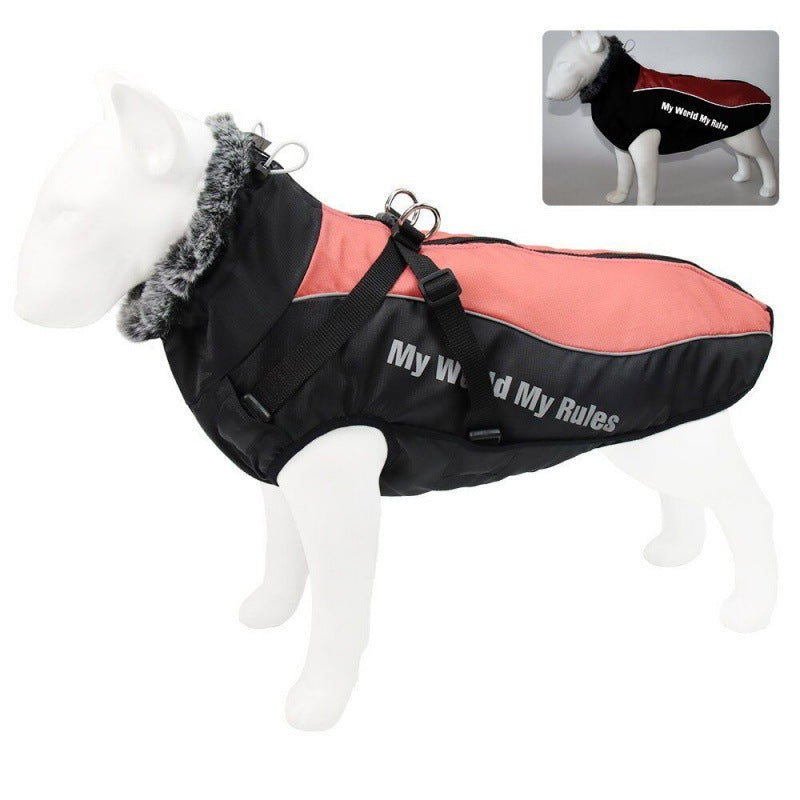 Pet Dog Clothes Autumn and Winter Dog Winter Warm Medium and Large Dog Corgi Autumn and Winter Fleece-Lined Thickeneded Non-Stick Wool Cotton Clothes