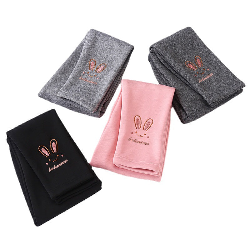 Children&#039;s Leggings Plus Velvet Padded Outer Wear Winter Autumn And Winter Girls Embroidery New Winter Western Style Women&#039;s Pants Trousers